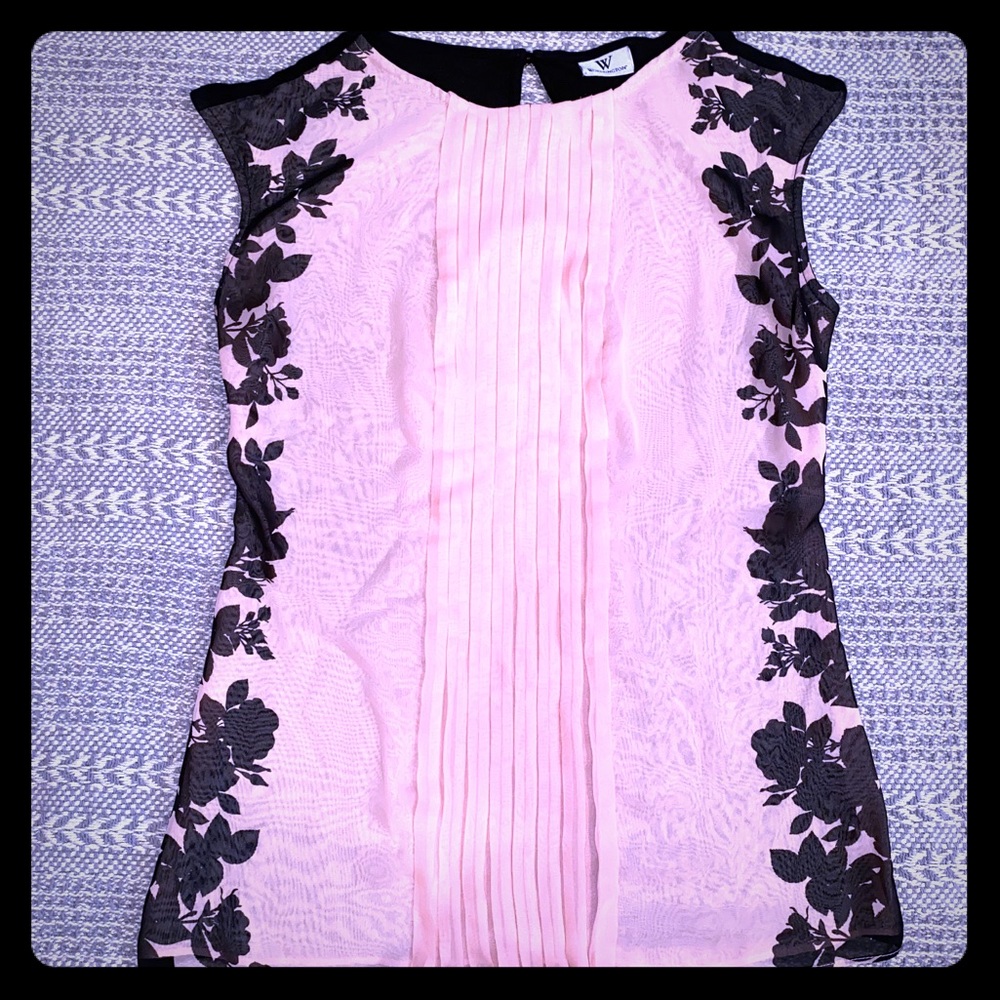 Peach and Black Floral Blouse